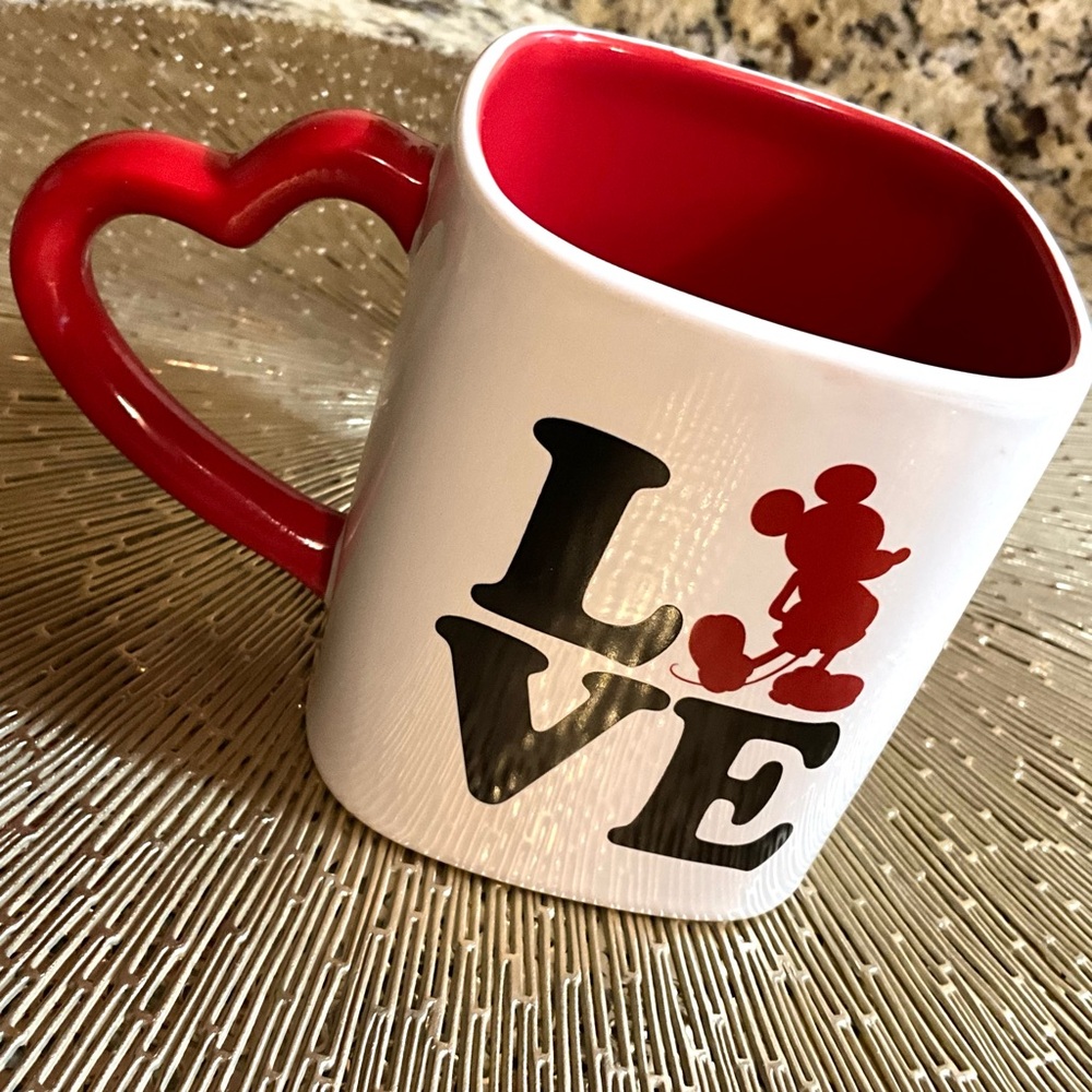 Disney Store Mickey Mouse Black Red Love Coffee Mug